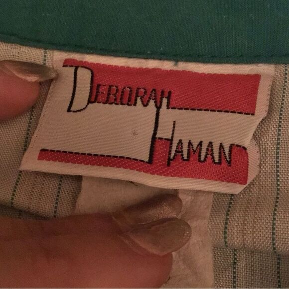 Vintage Deborah Haman Teal and Cream Western Shirt with Embroidery - Picture 5 of 6